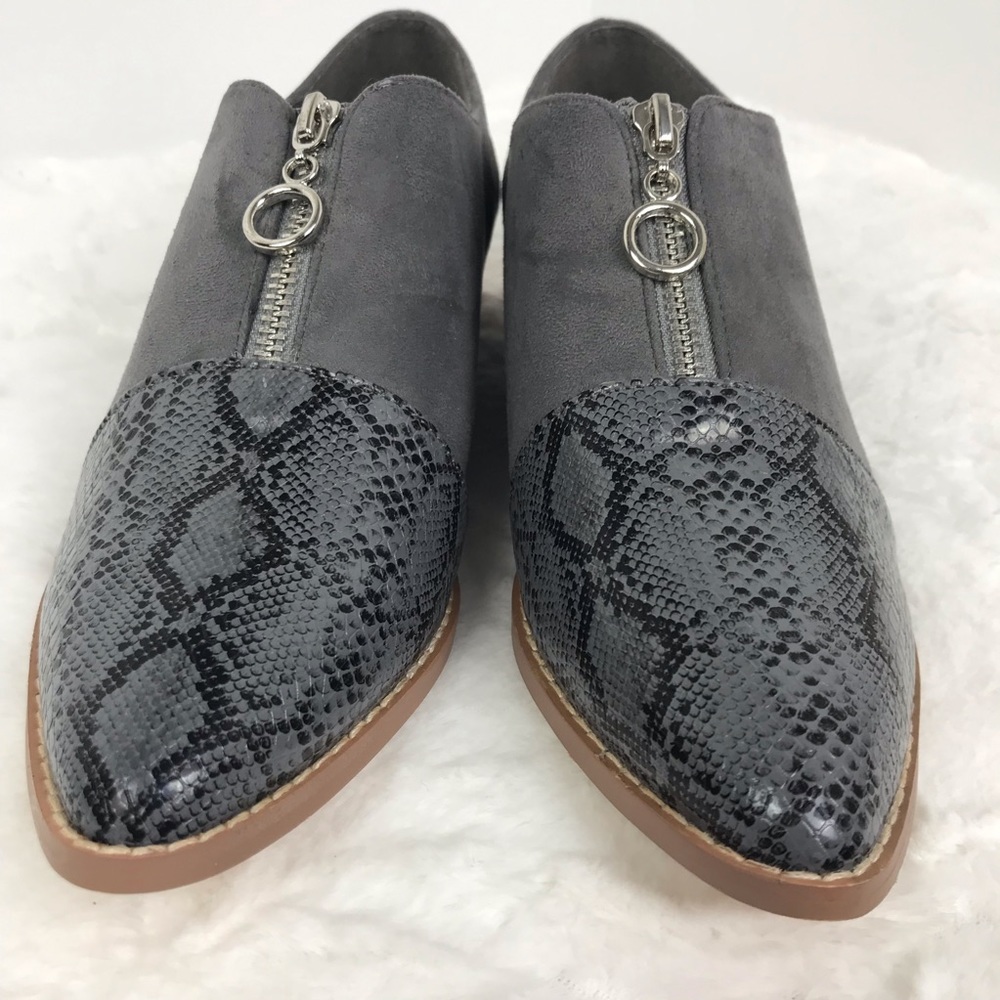 JGoods Suede & Snakeskin Zip Oxford | Size 9